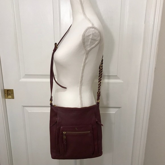 Elliott Lucca Burgundy Gwen Crossbody Pebble Leather Handbag  Super Soft - Picture 3 of 12